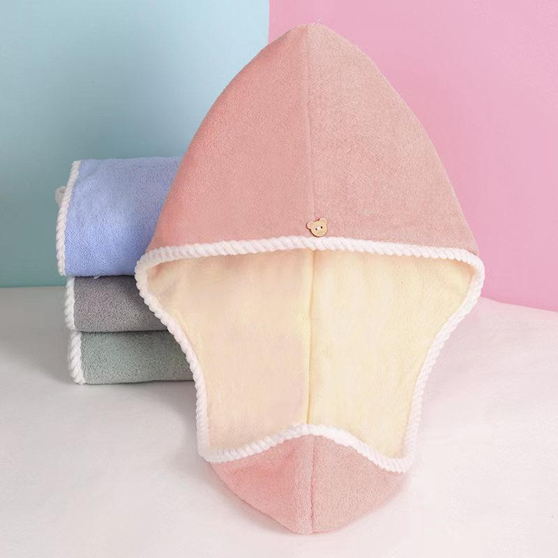 Coral Velvet Hair-Drying Cap Double Layer Thickening and Quick-Drying Hair Drying Towel Home Convenient Shampoo Wrapping Towel Lint-Free Wholesale