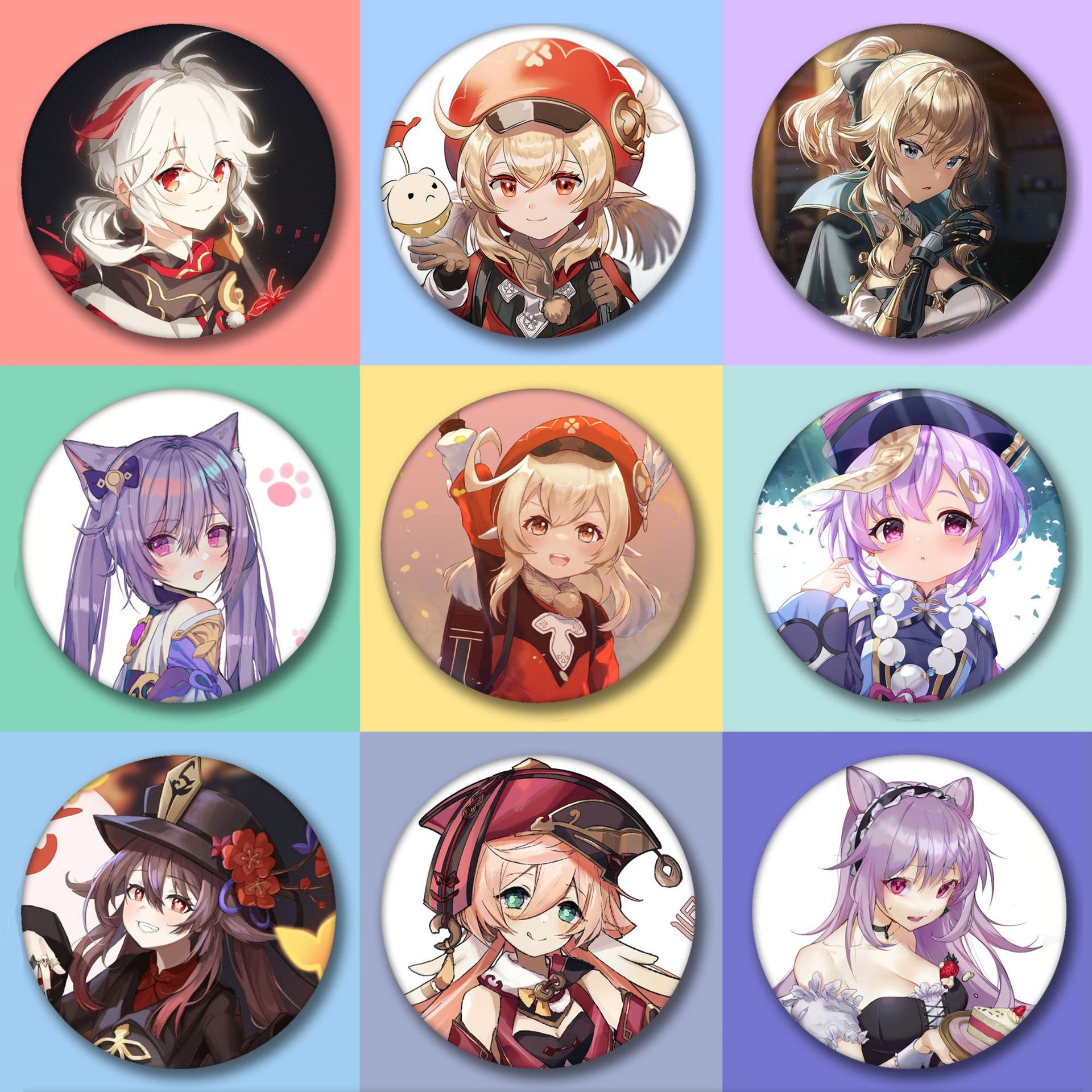 徽章原神周边徽章吧唧胡桃刻晴温迪胸章挂件58mm原神(31-60