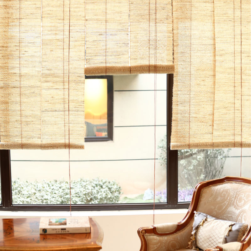 夏布纯手工苎麻帘子 日式门窗隔断帘布艺升降装饰阳台免打孔卷帘