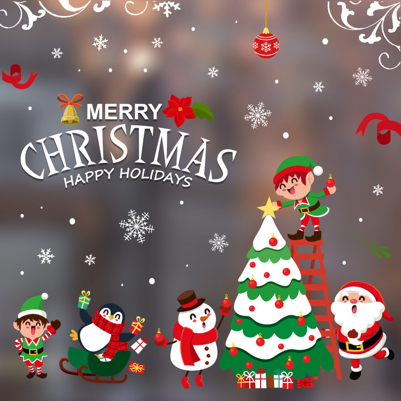 Christmas Decorations Eve Window Atmosphere Decoration Kindergarten Layout Electrostatic Sticker  Window Stickers