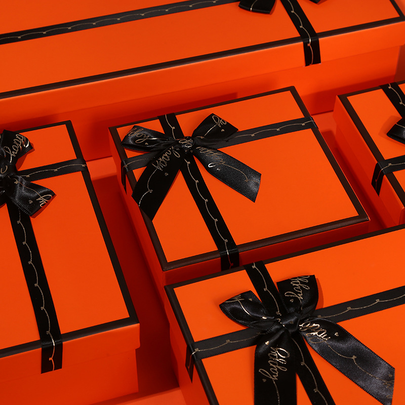 中秋节ins风爱马仕橙礼盒送情人男款女生版生日礼品盒包装空盒子