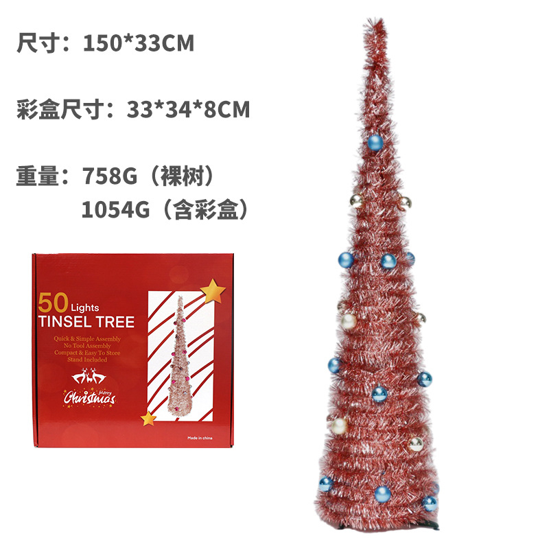 Cross-Border New Christmas Decorations Creative Retractable Folding Wool Tops Christmas Tree Christmas Party Ornaments