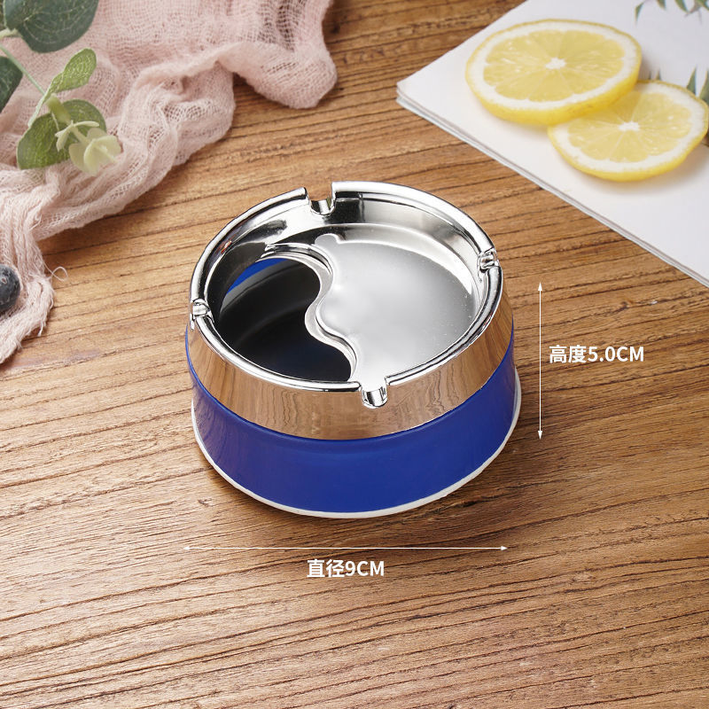 Stainless Steel Ashtray Gray Cylinder with Lid Rotating Creative Fashion Covered Large Metal Living Room Plastic Office Hot