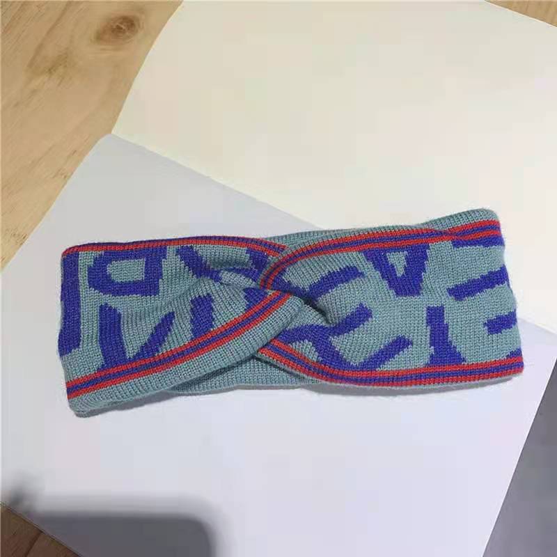 Korean-Style Letter Cross Sports Hair Band Knitted Wool Elastic Wide Headband Men's and Women's Simple Fitness Face Washing Headband