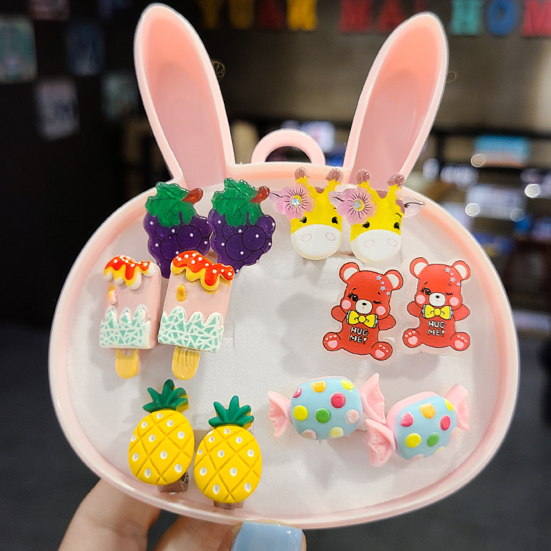 儿童耳夹礼盒装无耳洞假耳钉可爱卡通公主装扮创意玩具礼物耳饰