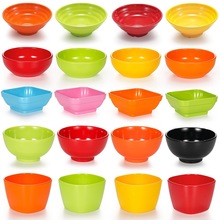 彩色密胺小碗商用塑料仿瓷餐具快餐饭碗餐厅四方汤碗甜品碗米饭碗