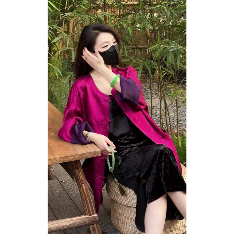 今年流行漂亮新中式国风火龙果色上衣高级感独特超好看春季外套女