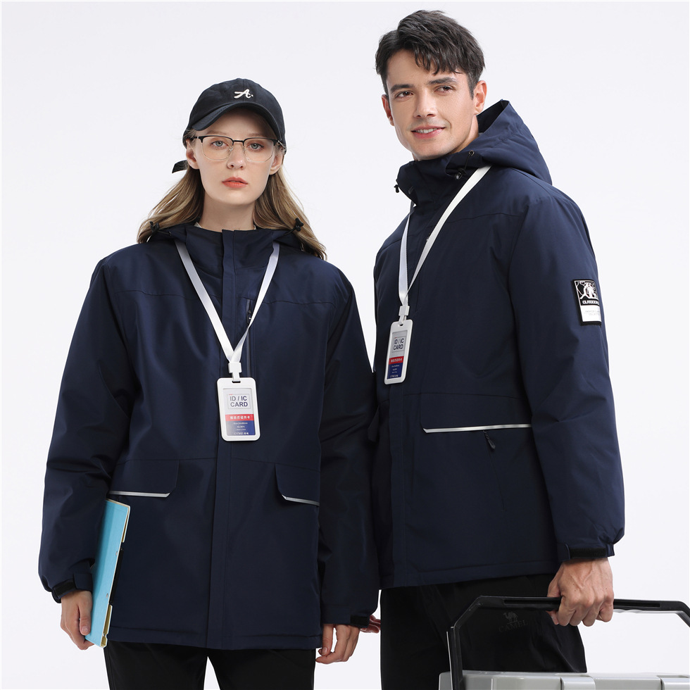 派克绒棉冲锋衣外套防寒 单件套加绒开衫工作服工衣外套印字logo