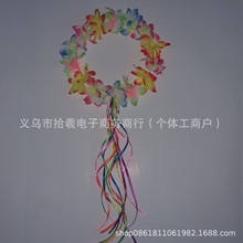 跨境夏威夷新款森女彩丝花冠舞台演出节日拍照头饰花环礼物发箍