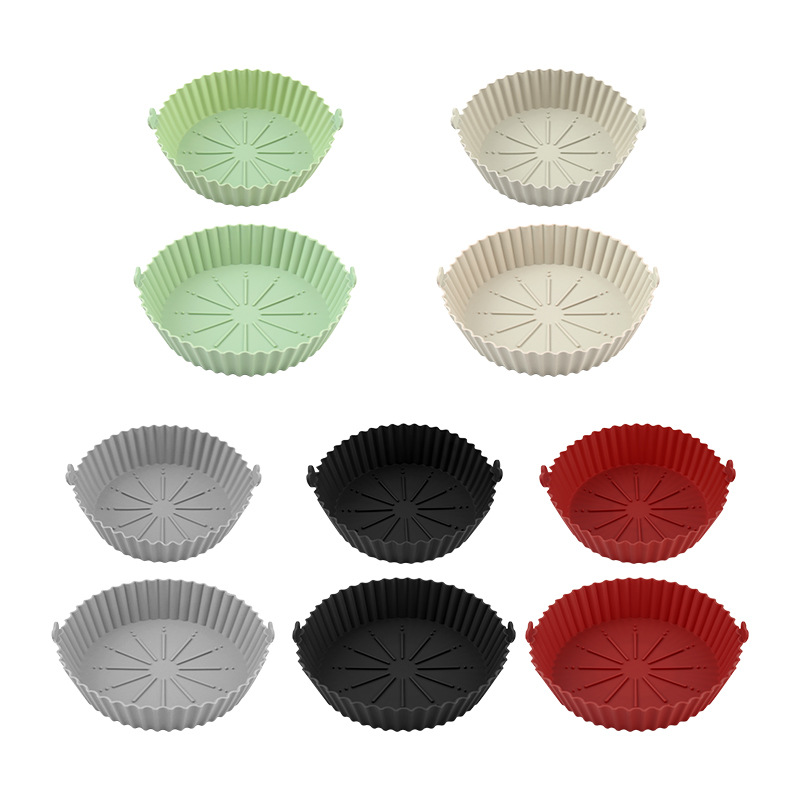 Manufacturer Air Fryer Silicone Baking Tray Air Fryer Silicone Foldable round Roasting Plate Silicone Baking Tray