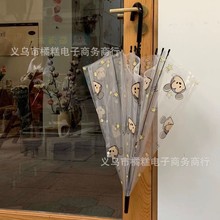 ins风折叠透明伞女学生韩版轻便长柄可爱卡通自动小清新森系雨伞