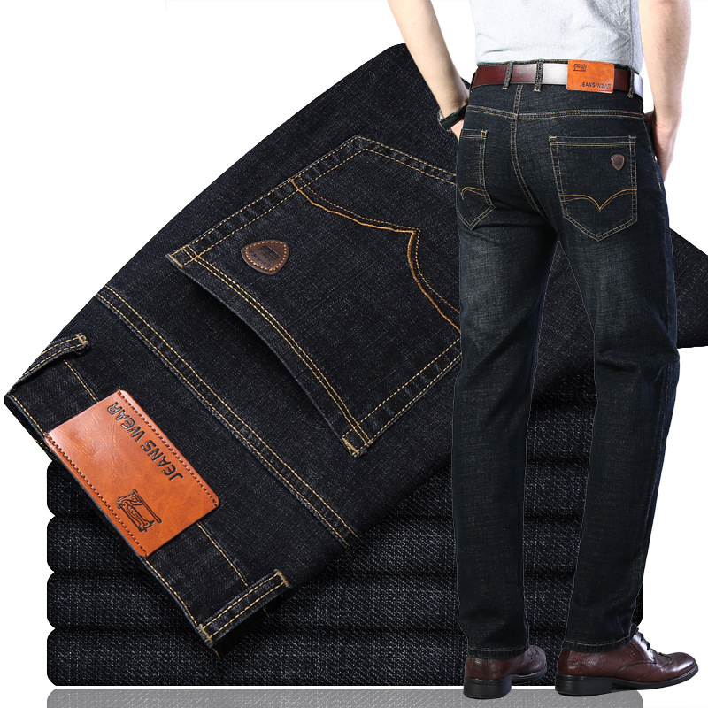 Foreign Trade Men's Pants Jeans Good Quality Spring and Autumn Jeans Men's Straight Cotton Stretch Men's Trousers Denim Wholesale