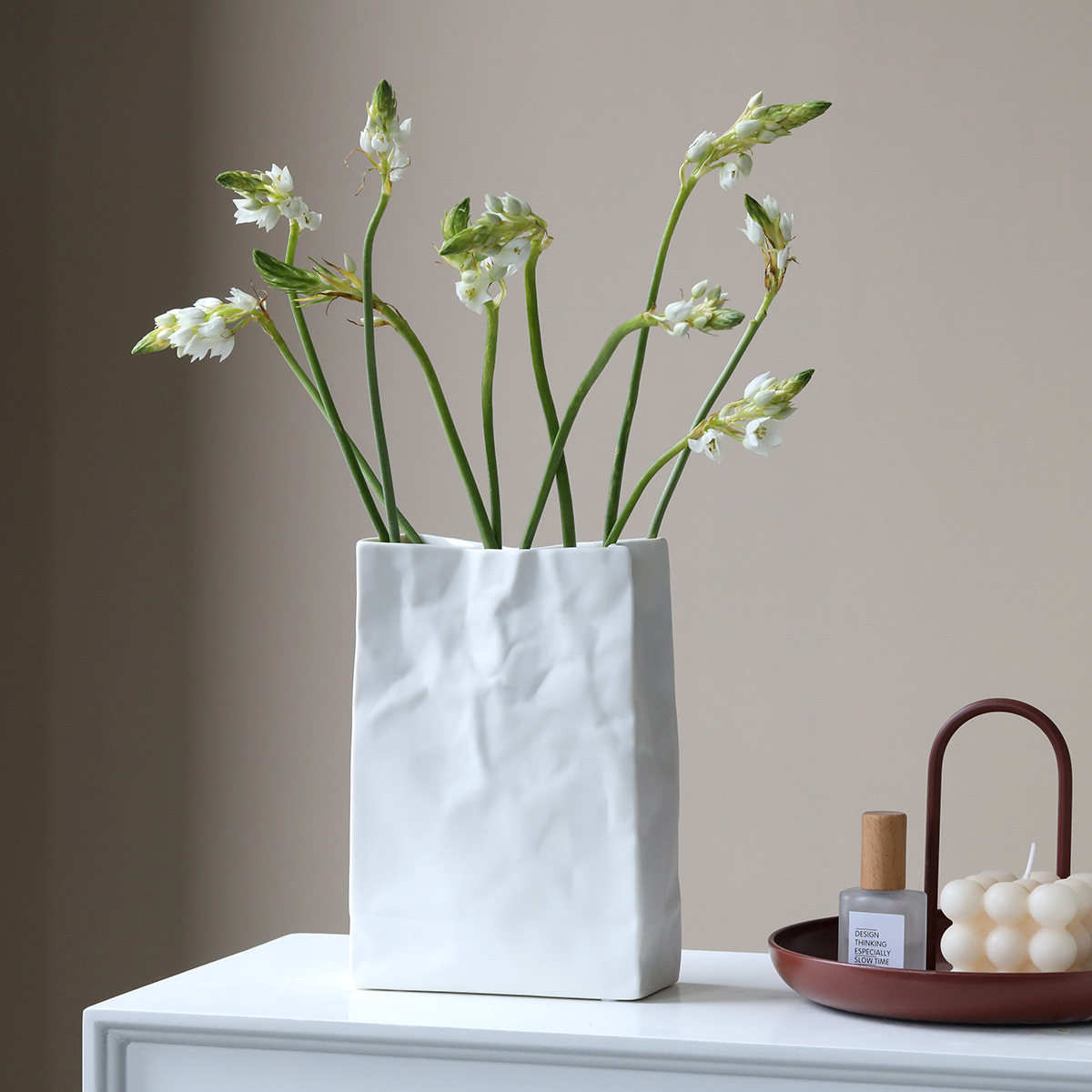 ceramic decoration living room flower arrangement dining table vase flower paper bag creative flowers hydroponic hydroponic decorations cross-border