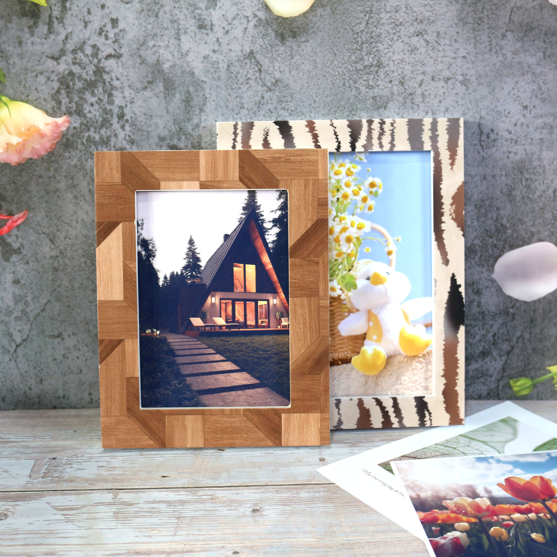 亚马逊货源彩印边框个性相框跨境木质画框摆台挂墙框架图案