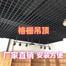 批发铝铁格栅吊顶材料自装方格葡萄架天花板塑料黑白简易网格集成