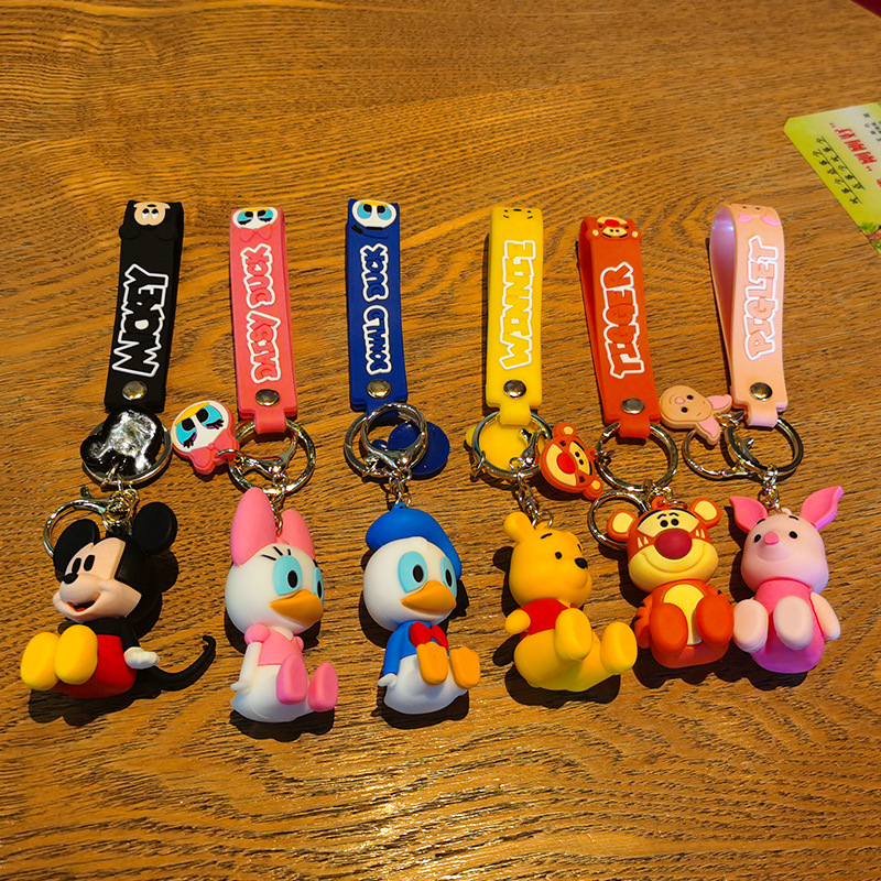 Cartoon Anime Mickey Minnie Doll Keychain Stitch Doll Key Chain Pendant Ornaments for Couple Car Accessories
