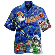 跨境电商欧美热卖夏季3D圣诞元素男士短袖夏威夷衬衫一件来图制作
