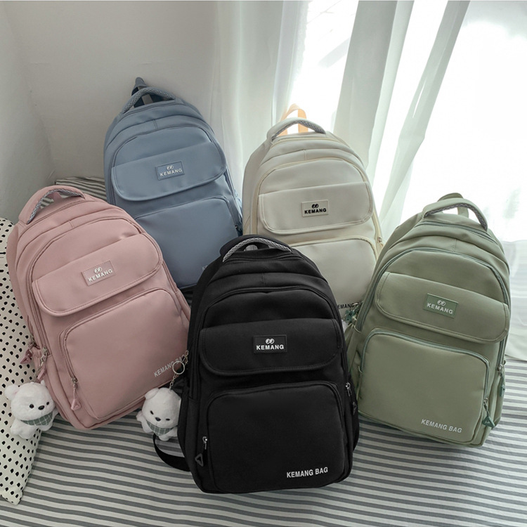 New Solid Color Fashion Backpack Men's and Women's Early High School Student Schoolbag Outdoor Backpack