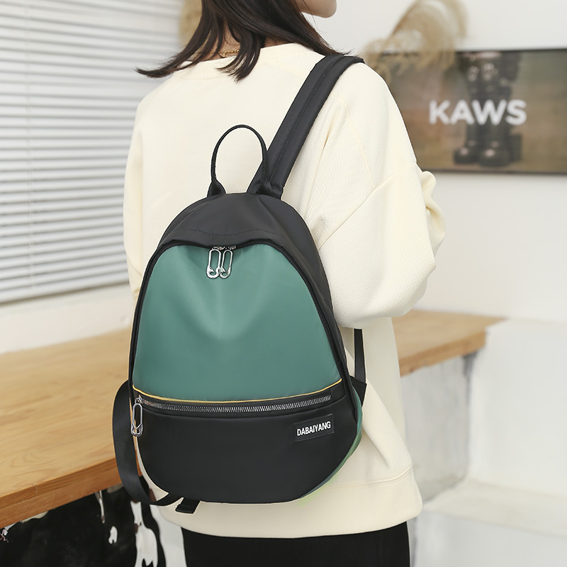 2022 Spring New Nylon Fashion Color Contrast Casual Backpack University Campus Schoolbag Travel Backpack Female Wholesale