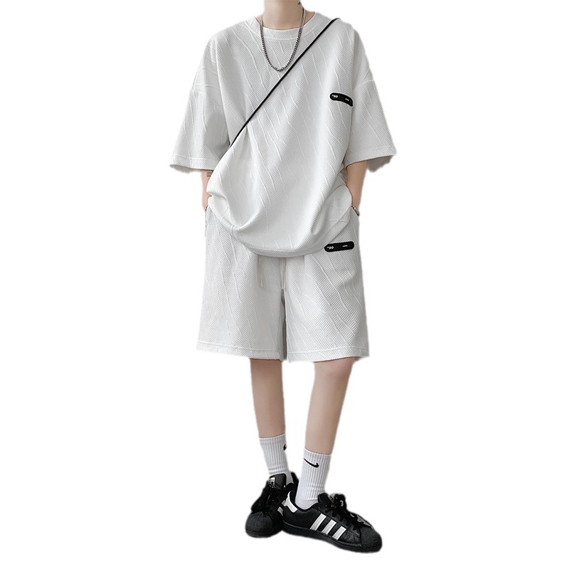 Youth Summer Wide Version Suit Boy's Short Sleeve T-shirt Half Sleeve New High School Student Fashion Leisure Sports