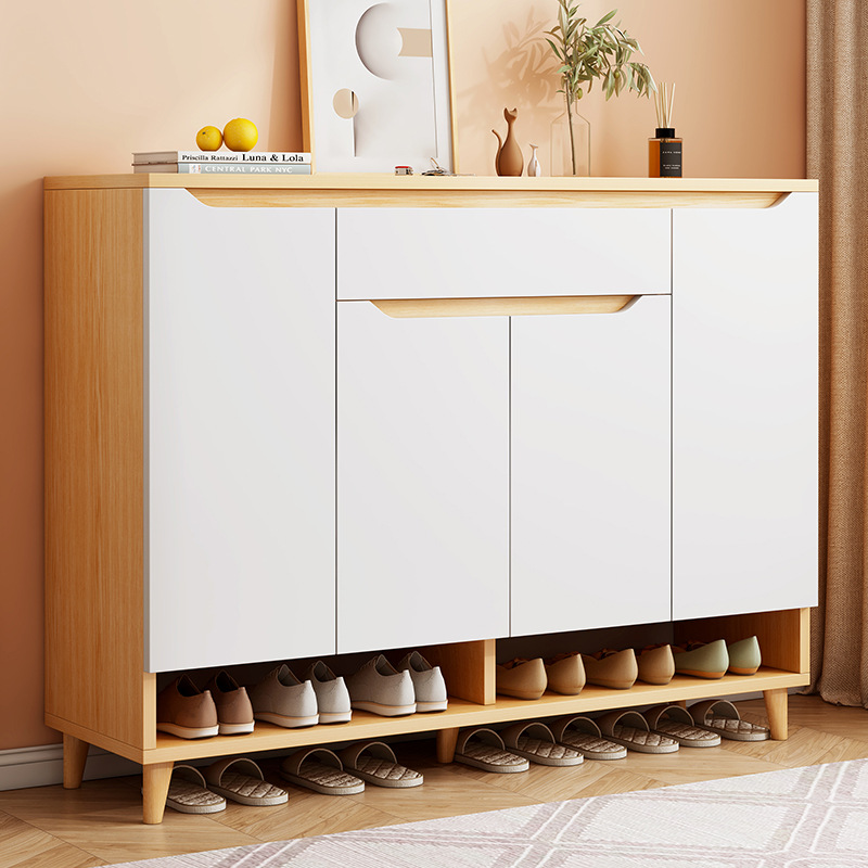 实木腿鞋柜家用门口楼道外入户玄关柜带门现代组装抽屉收纳鞋架子