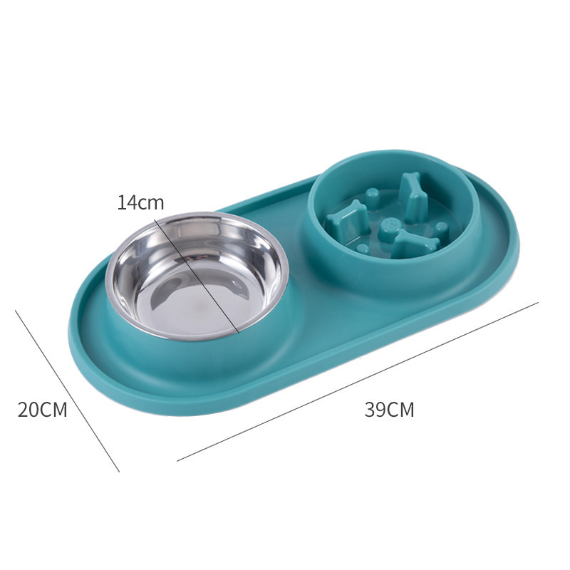 Pet Dog Cat Dual-Purpose Bowl Replaceable Stainless Steel Dog Bowl Anti-Choke Dog Slow Food Bowl Cat Bowl Feeder