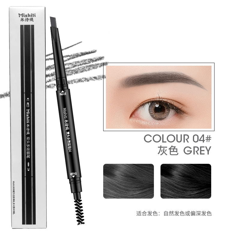 Boxed Mi Shi Yi Double-Headed Automatically Rotate Eyebrow Pencil Water Wash Non-Fading Long Lasting Smear-Proof Makeup Beginner Eyebrow Pencil