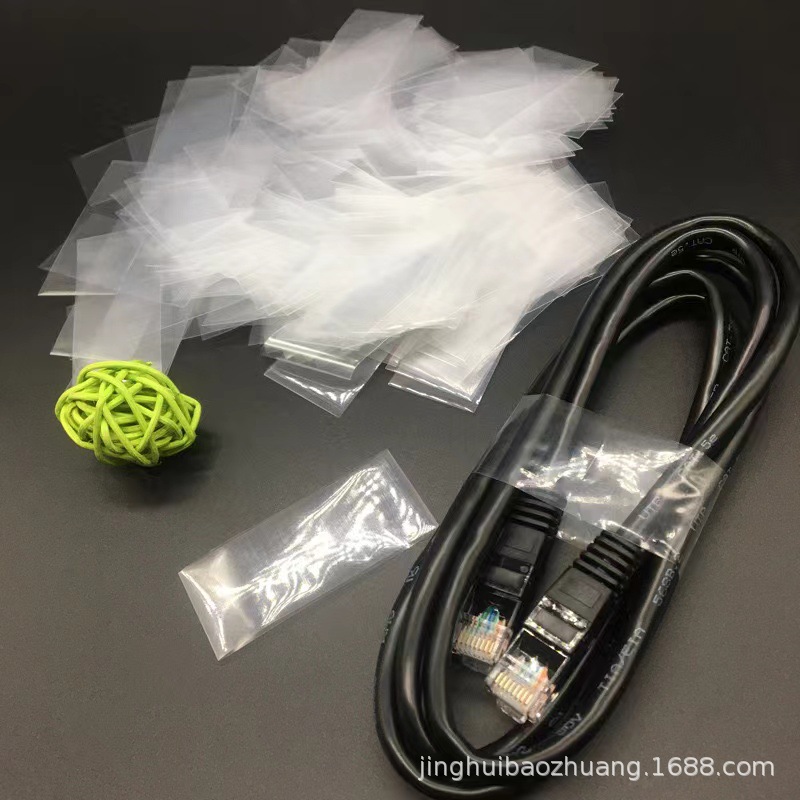 pp两头通包装膜数据线包装捆扎透明束线收紧扎套塑胶扎线热收缩膜