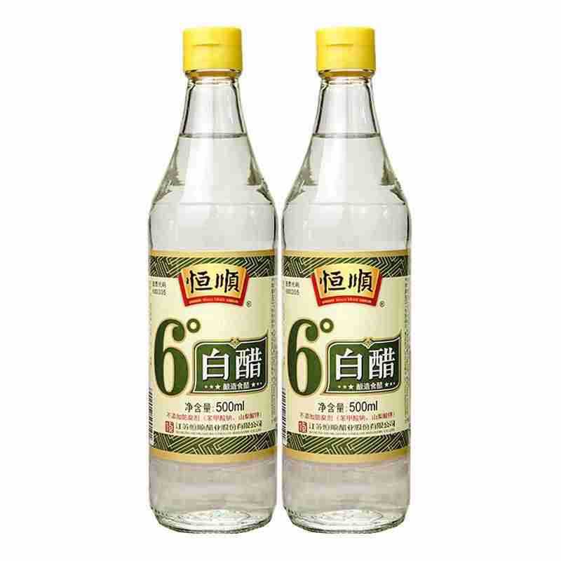 恒顺6度白醋500ml*12瓶造食醋瓶装腌菜泡菜餐用调味品饺子火锅