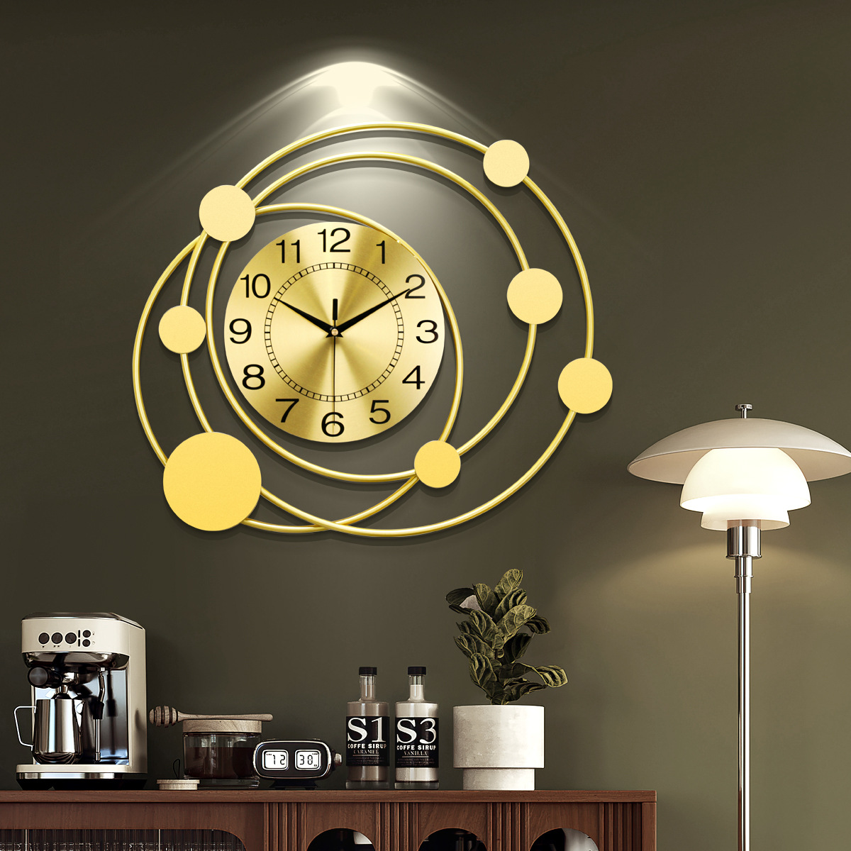 Planet Shape Metal Wall Clock, round Mute Fashion Simple Clock Living Room Bedroom Restaurant Wall Decorative