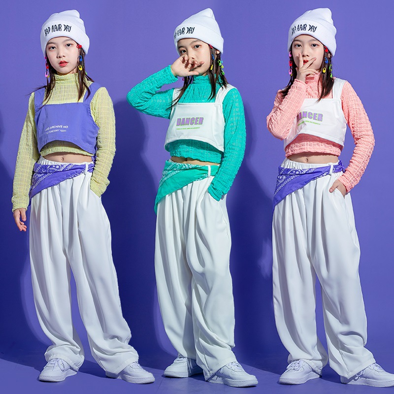 儿童爵士舞服装女童演出服少儿嘻哈街舞套装女孩韩版模特走秀潮服