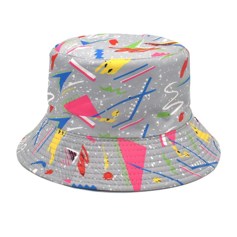 Amazon Autumn New Graffiti Bucket Hat European and American Men & Women Trendy Printing Bucket Hat Outdoor Fashion Sun Hat Men