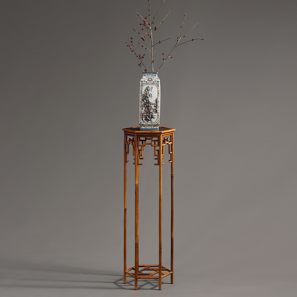 凤眼竹花架 纯手工竹高款兰花架明式花几复古香案盆景架