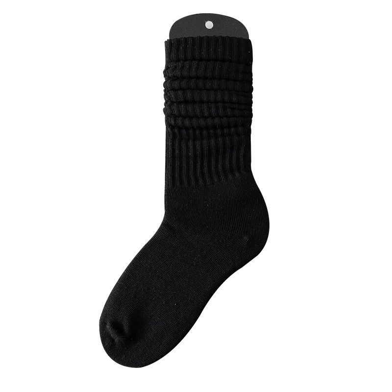 Solid Color Bunching Socks European and American Male and Female Stockings Warm Support Hosiery Cross-Border Slouch Socks Bubble Socks Manufacturer