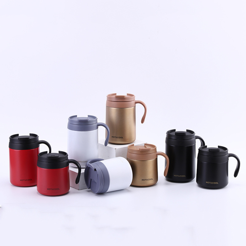 New Stainless Steel Mug Cup Men and Women Simple Portable Water Cup with Handle Household Office Tea Cup Thermos Cup