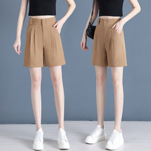 垂感西装短款女夏季薄款直筒中裤2023年新款冰丝雪纺休闲五分裤子