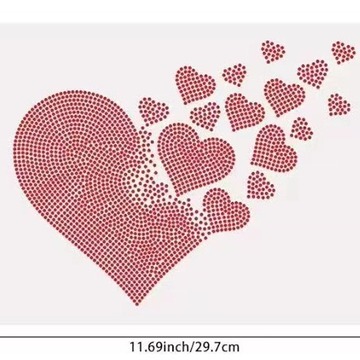 新款胸前大图烫钻烫图爱心烫钻图案diy服装辅料烫钻贴厂家直销