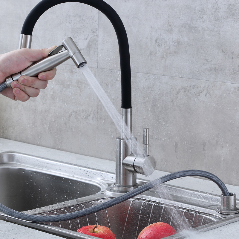 304不锈钢厨房水槽喷枪龙头增压洗碗池洗菜盆抽拉喷头冲洗器套装