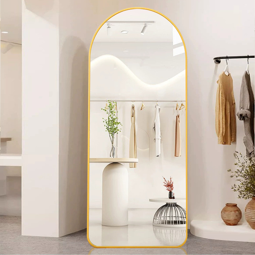 Internet Celebrity Semicircle Window Type Full-Length Mirror Bedroom Dressing Mirror Clothing Store Vertical Mirror Hanging Dual-Use Floor Full-Length Mirror
