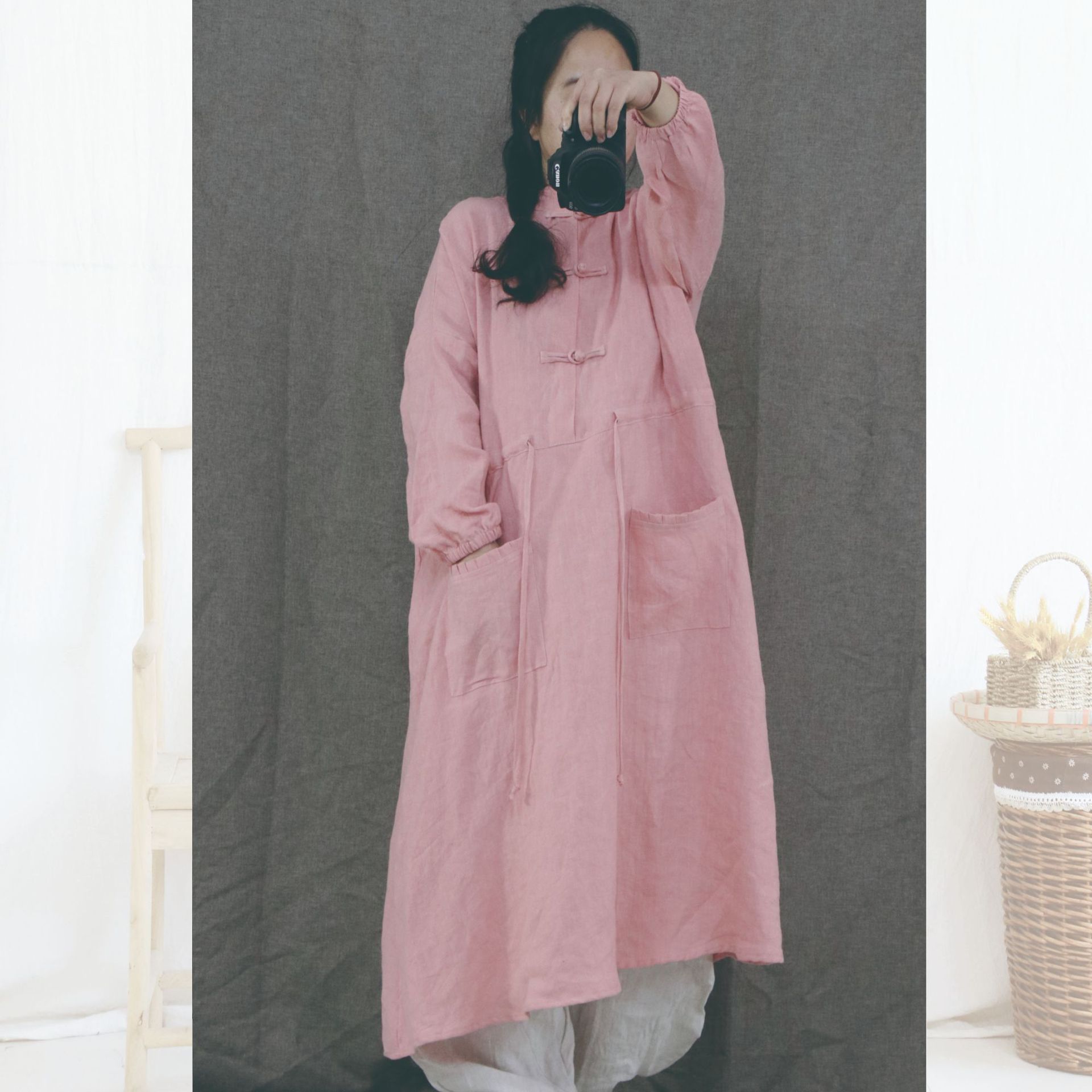 亚麻面料100%全麻商品描述服装款式细节腰带风格类型国风复古是否跨境