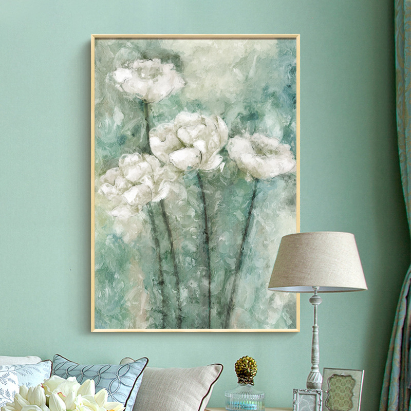 Nordic Retro Flower Oil Painting Green Plant Decorative Painting Living Room Bedroom Corridors Hallway Aisle Decoration Mural