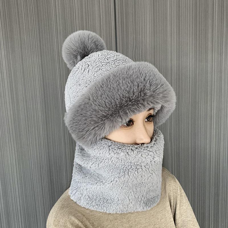 Live Hat Female Autumn and Winter New Scarf Mask Integrated Ear Protection Wind-Proof Cap Parent-Child Children Thick Warm Toque