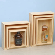 方形无盖松木盒 无盖木质储存盒 创意木质摆件礼盒可雕刻logo