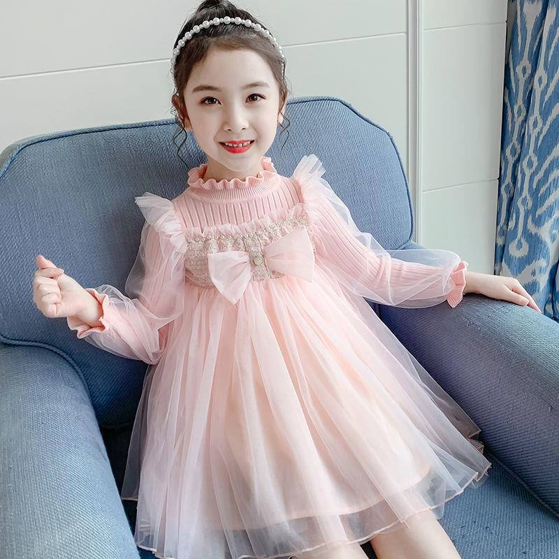 3女童公主裙秋冬5儿童6洋气7春秋纱裙8连衣裙9岁小女孩针织连衣裙