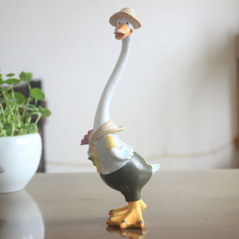 Cross-Border New Product Creative Cartoon Simulation Duck Home Garden Courtyard Decoration Resin Animal Hand Painting Craft