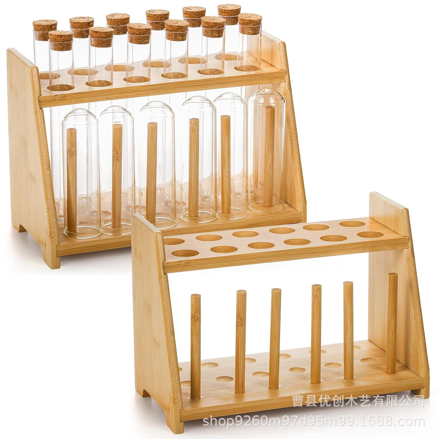 跨境12孔竹制试管支架实验室试管架竹质干燥架科学实验室试管支架