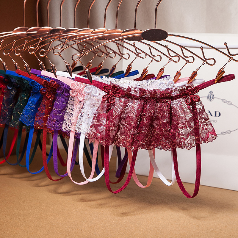 艺术摇摆裙内裤女士开裆免脱性感蕾丝低腰诱惑透视丁字裤2250
