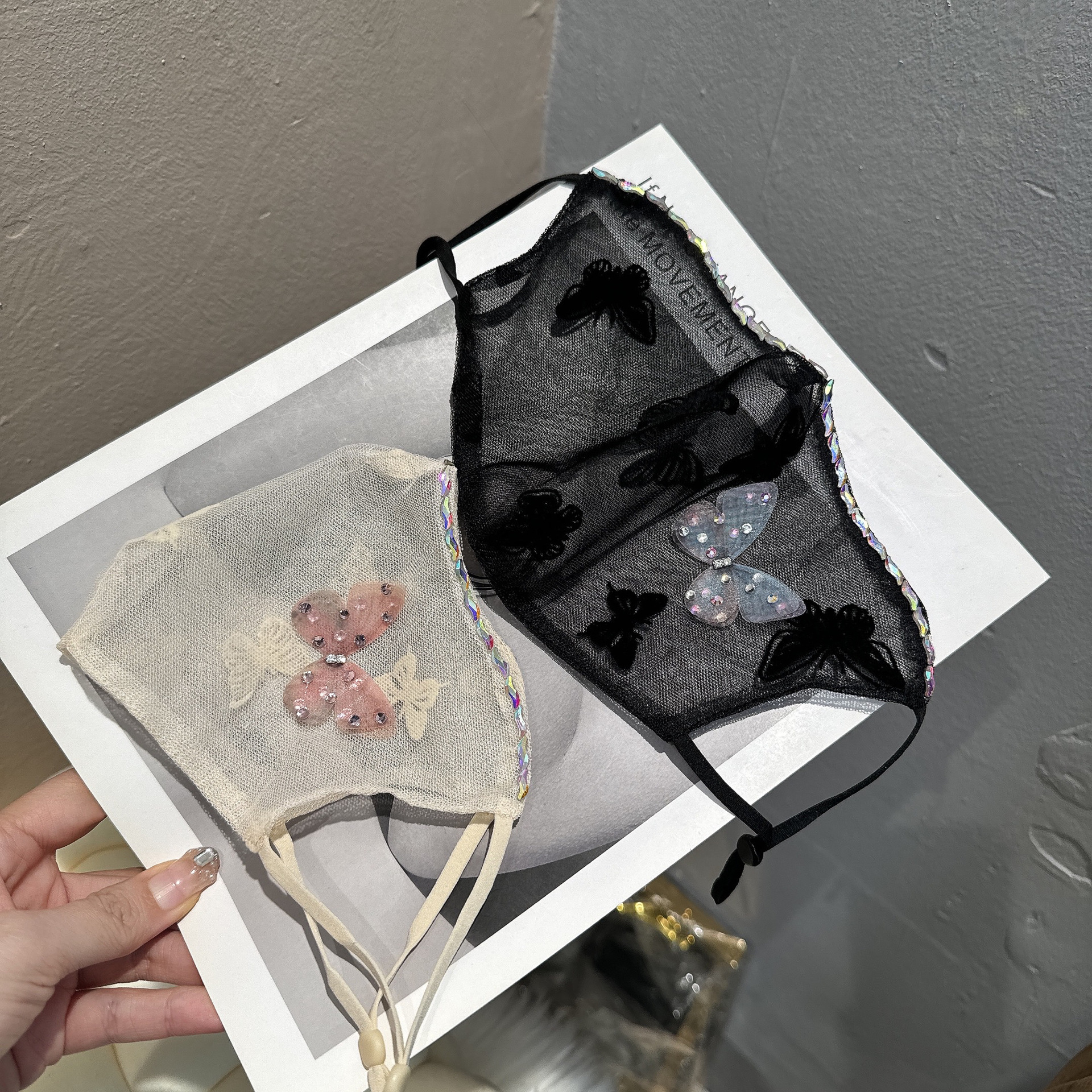 设计款时尚网纱印花蝴蝶口罩-阿里巴巴