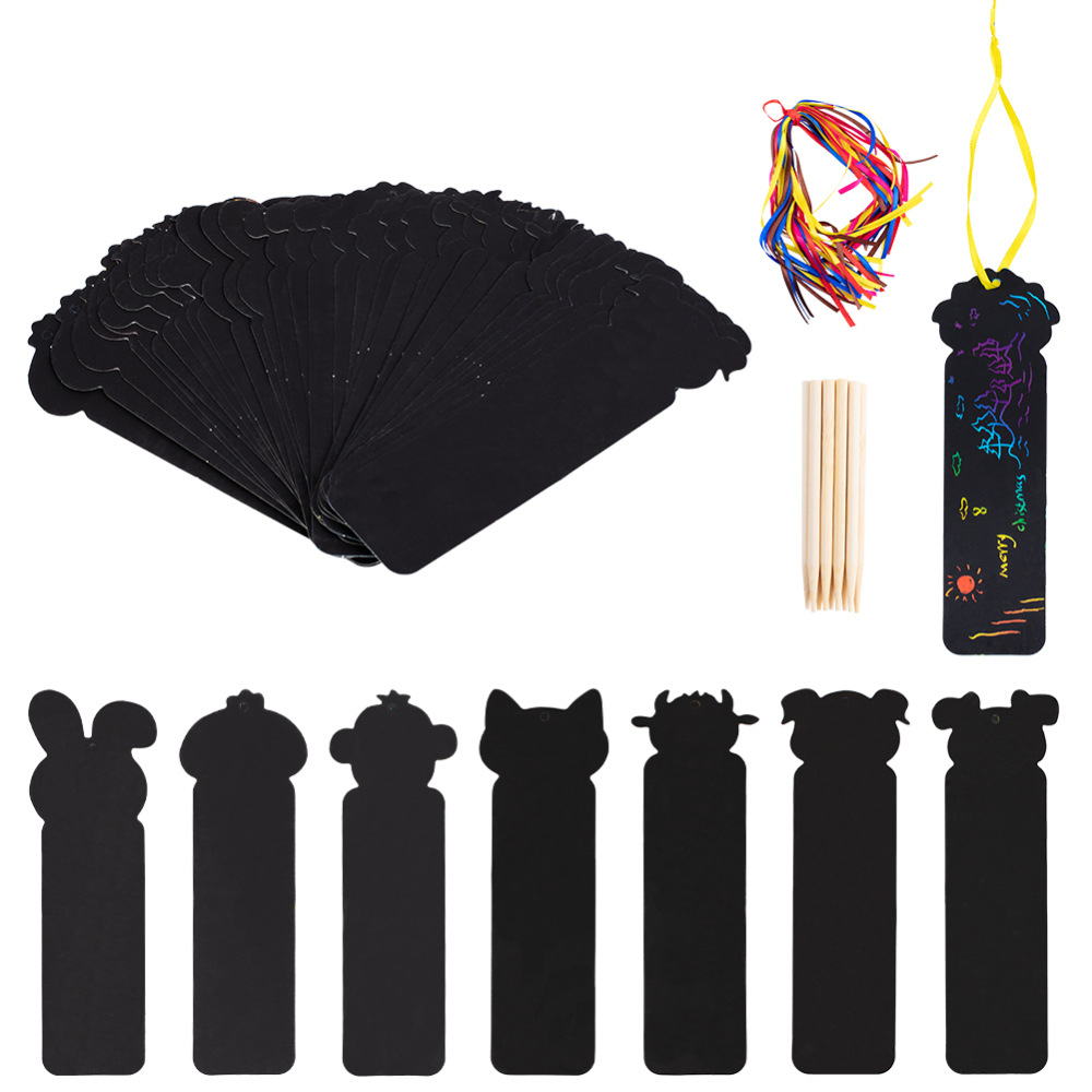 动物主题文艺书签套装混色丝带 黑色竹签混装两类配件为一套-阿里巴巴