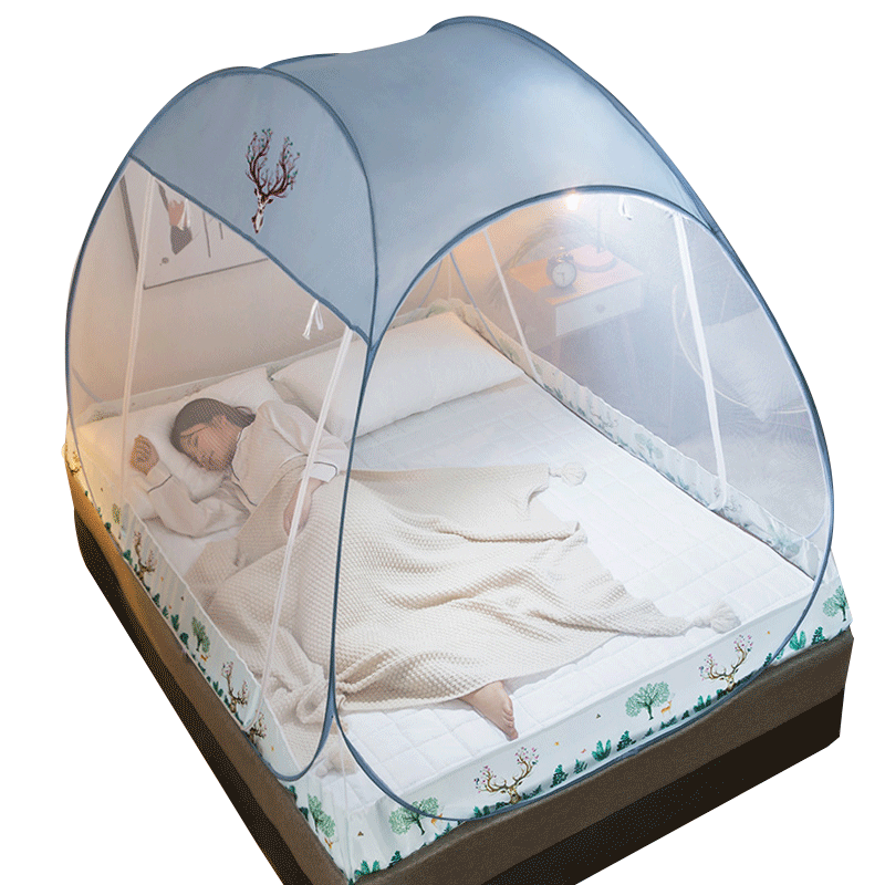 39n清货免安装蒙古包蚊帐双开门可折叠家用无需支架1.5米1.8m床加